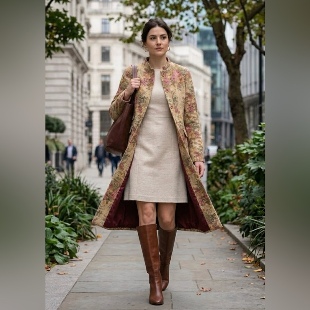 Floral Patterned Women's Coat
